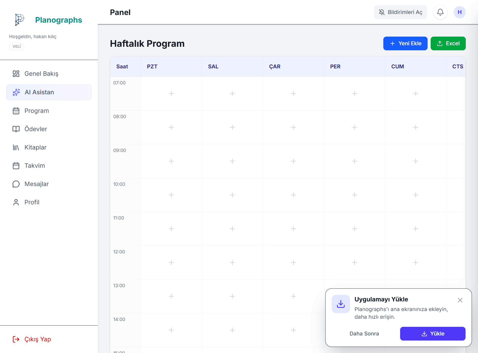 Haftalık Ders Programı
